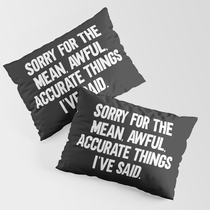 Mean, Awful, Accurate Things Funny Quote Pillow Sham