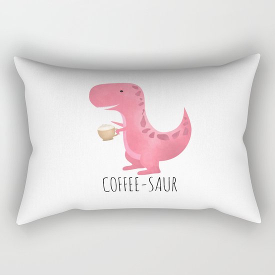 Coffee-saur | Pink Rectangular Pillow