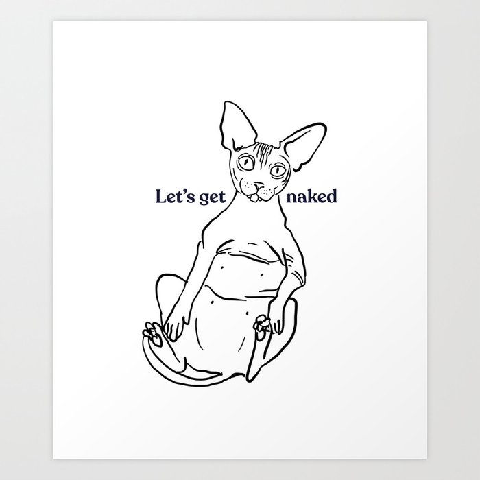 Let's Get Naked - Chubby cute Shy Sphynx Cat - Line Art - Hairless