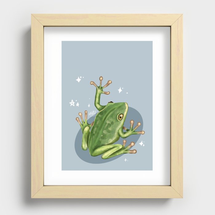 Blue Frog Friend Recessed Framed Print