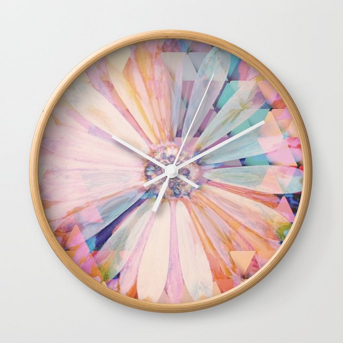 Daisies on Triangles Twilight Wall Clock