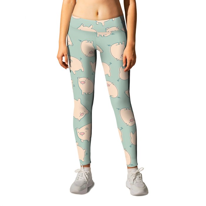 small pigs (teal) Leggings