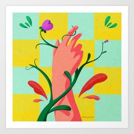 Hand with flowers Art Print