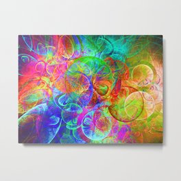 Luminescent bubbles exchanging energy Metal Print | Fractal, Orange, Sphere, Colorful, Red, Abstract, Yellow, Blue, Luminescent, Green 