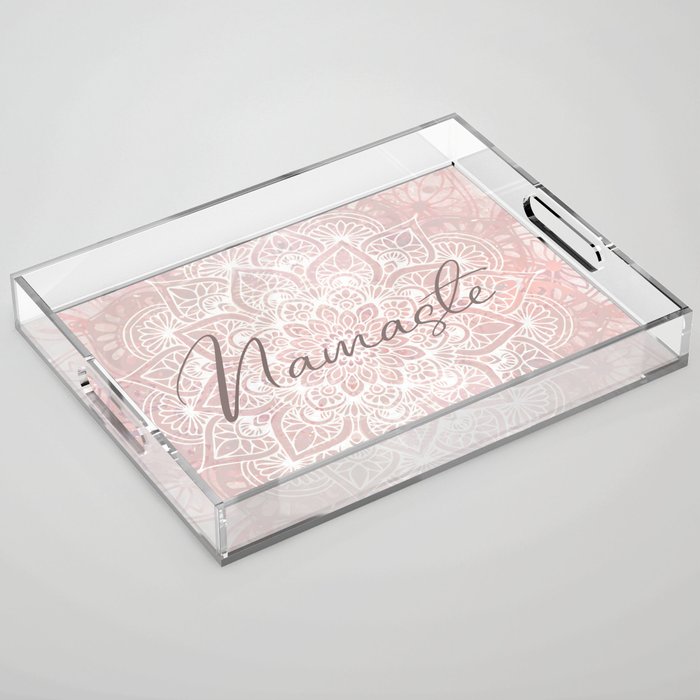 Mandala, Namaste, Yoga Love, Pink Acrylic Tray