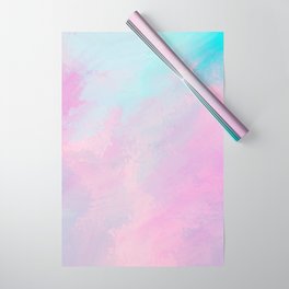 Abstract artistic pink teal watercolor brushstrokes Wrapping Paper
