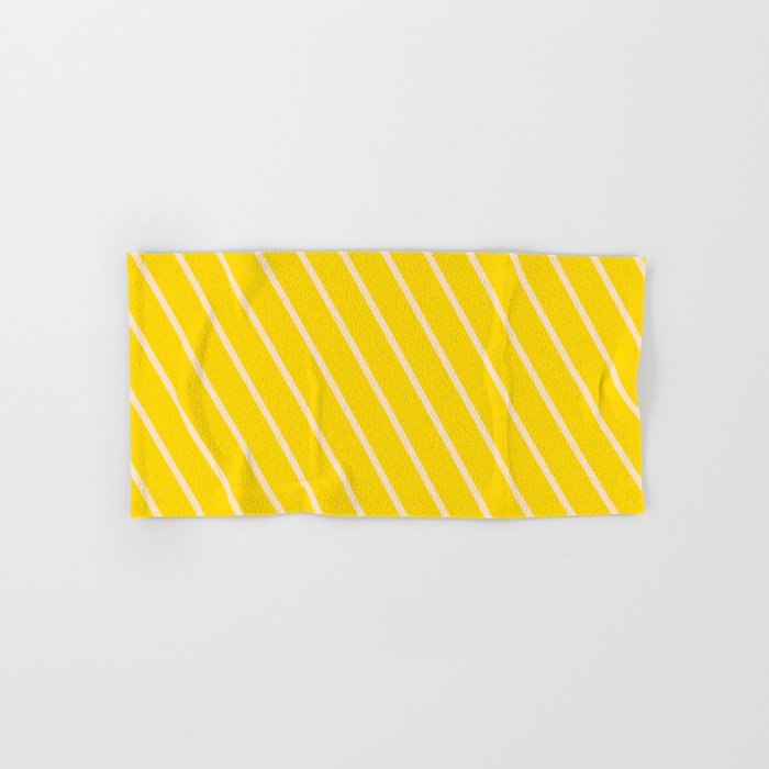 Yellow & Bisque Colored Stripes/Lines Pattern Hand & Bath Towel