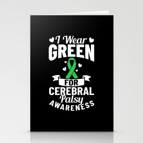 Cerebral Palsy Green Ribbon Brain Damage Awareness Stationery Cards