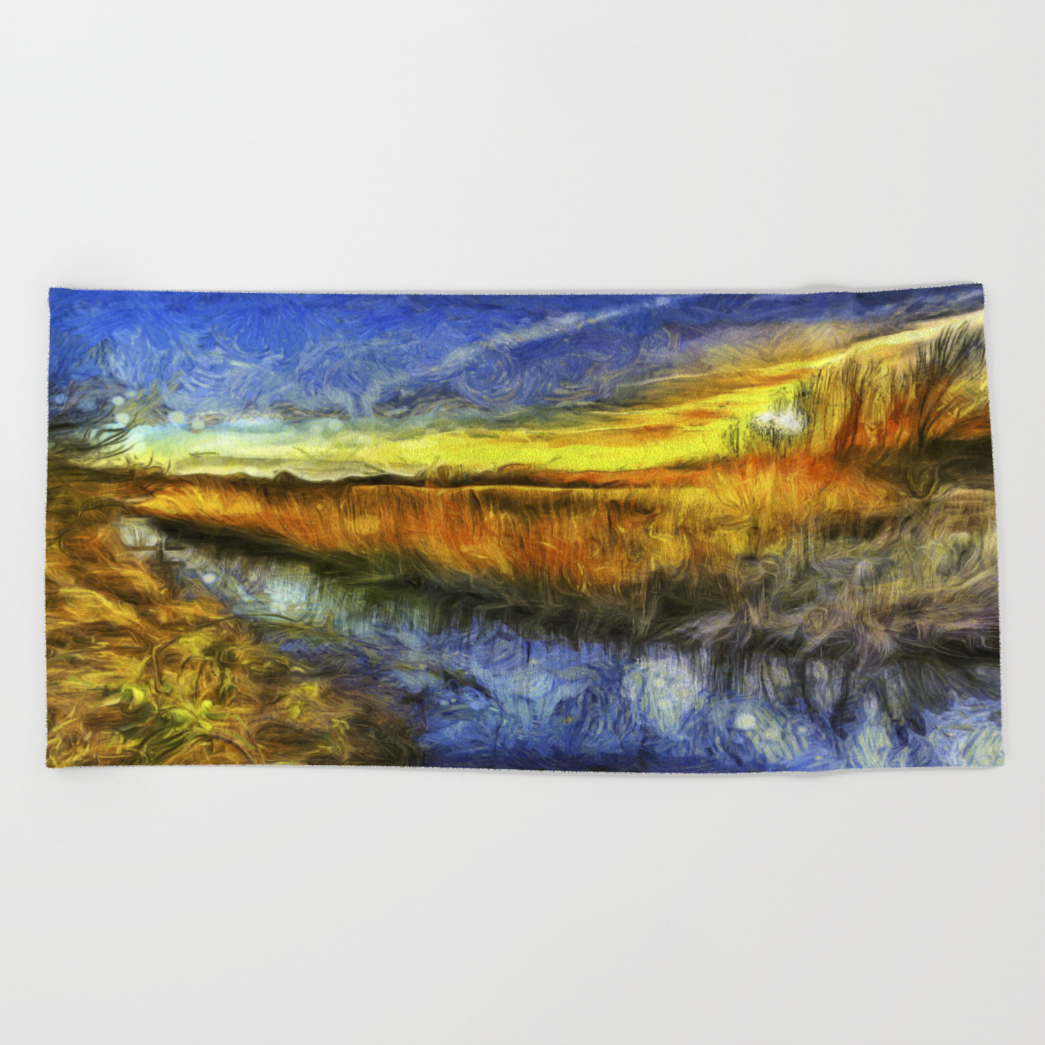 Sunset River Van Gogh Beach Towel By Davidpyatt Society6
