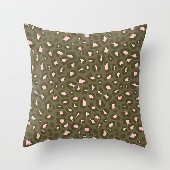 Leopard Print 2.0 Olive Green Throw Pillow by silverpegasus Society6
