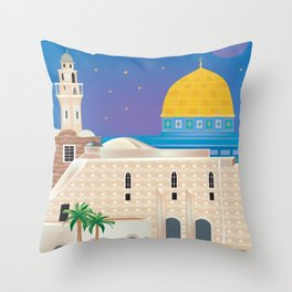 Jerusalem - Skyline Illustration by Loose Petals Throw Pillow