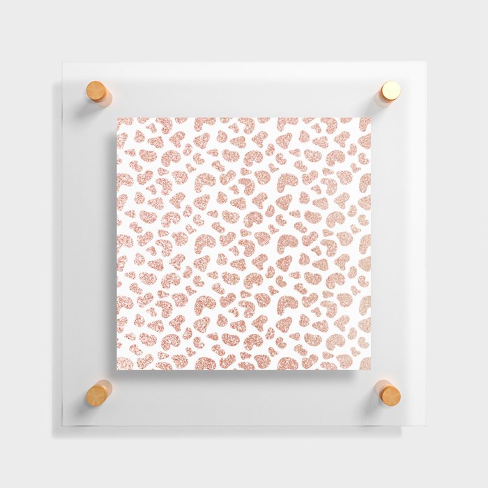 Hipster girly rose gold white glitter cheetah animal print Floating Acrylic Print