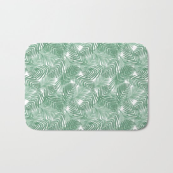Palm frond tropical vacation green white house plant gender neutral natural organic garden island Bath Mat