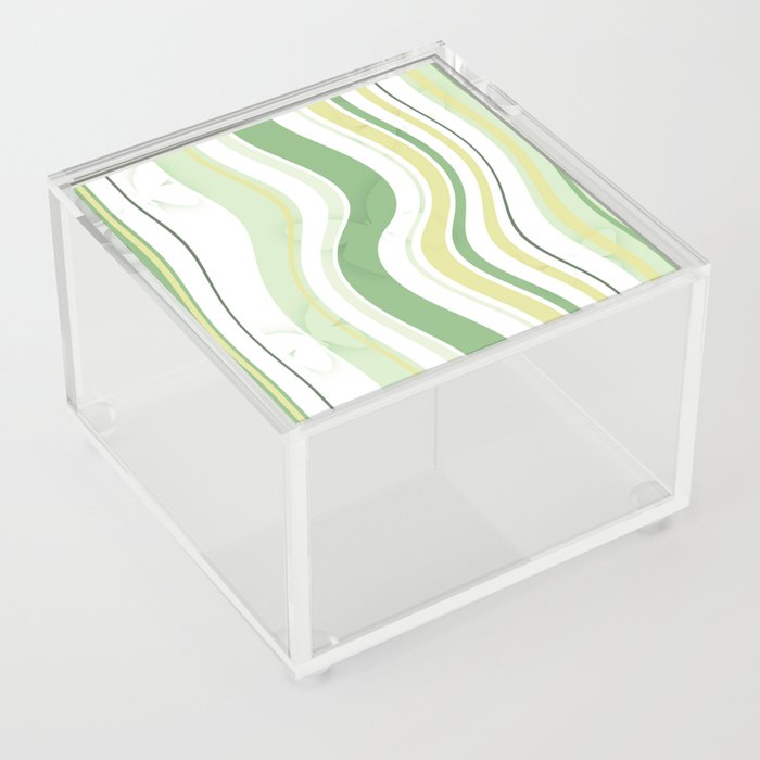  Abstract lines green and white with butterflies Acrylic Box