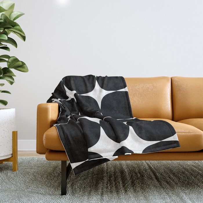 Retro '50s Shapes in Black and White Throw Blanket