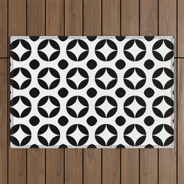 Circle and abstraction 16- black and white Outdoor Rug