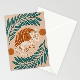 Sleepy Armadillo – Burnt Orange and Green Stationery Card