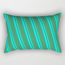 [ Thumbnail: Aqua & Sea Green Colored Striped Pattern Rectangular Pillow ]