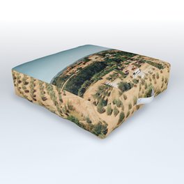Pienza city in Tuscany Outdoor Floor Cushion | Famousplace, Nopeople, Village, Summer, Landscape, City, Digital Manipulation, Town, Nature, Cypresstree 