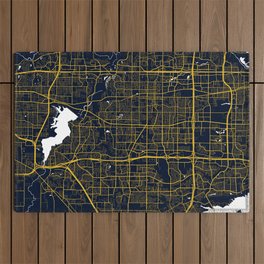 Arlington City Map of Texas, USA - Gold Art Deco Outdoor Rug