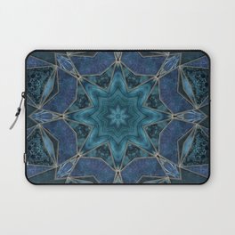 Elegant Blue Turquoise Marble Gemstone Mandala Design Laptop Sleeve