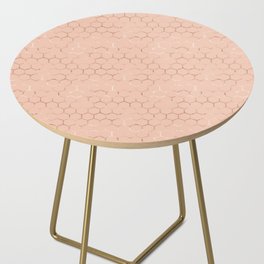 Metallic Rose Gold Honeycomb Blush Pattern Side Table