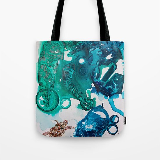 Turtle Exploring the Great Deep Blue Sea Tote Bag