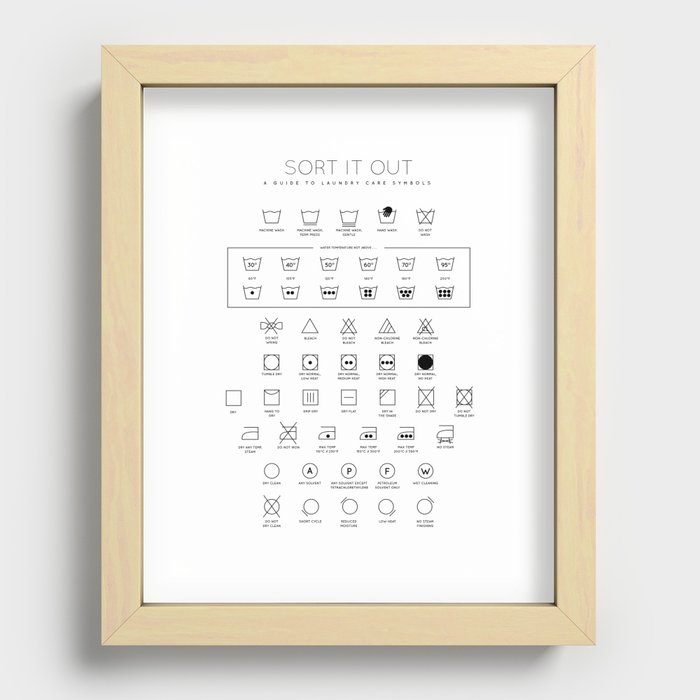 Laundry Symbols - White Recessed Framed Print