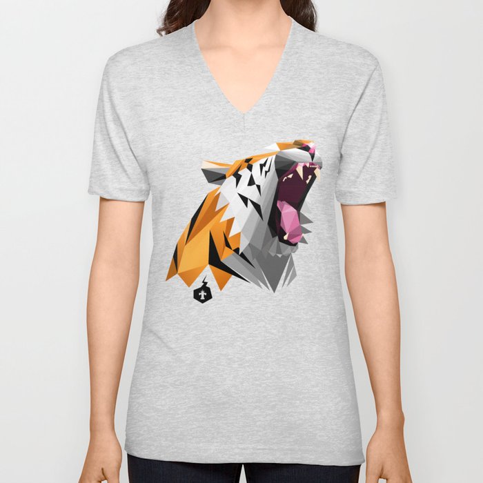 TML polygon tiger ROAR!!! V Neck T Shirt