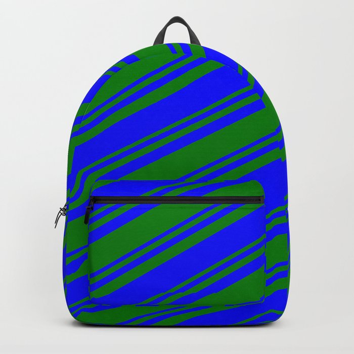 Green and Blue Colored Stripes/Lines Pattern Backpack
