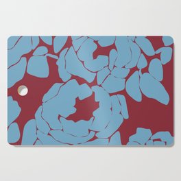 Blue roses on red background naive floral design Cutting Board