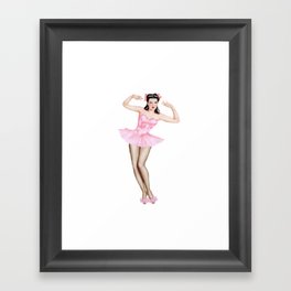 Sexy Brunette Dancer Pin Up With Pink Dress Framed Art Print