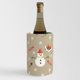 Christmas Pattern Retro Snowman Candy Rocket Wine Chiller