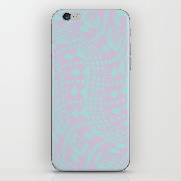 Warped Checks - Lilac and Aqua iPhone Skin