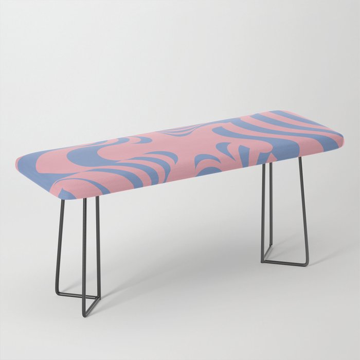 Abstract Groovy Retro Liquid Swirl Pink Blue Pattern Bench