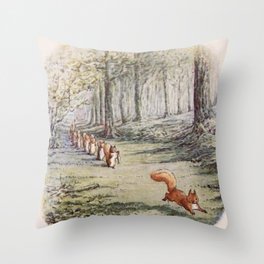 A procession of Squirrels - Beatrix Potter Throw Pillow