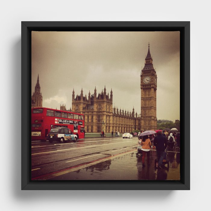 London Big Ben, the Palace of Westminster - the Great Bell - The clock tower Framed Canvas