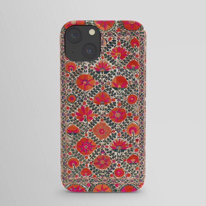 Kermina Suzani Uzbekistan Colorful Embroidery Print iPhone Case