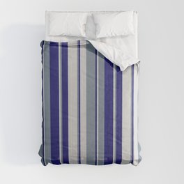 [ Thumbnail: Light Slate Gray, Midnight Blue, and Light Gray Colored Lines Pattern Comforter ]
