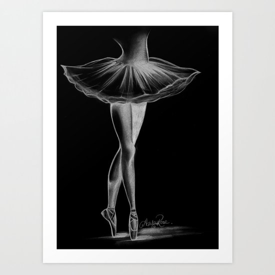 Ballerina - Black and White - Ashley Rose Art Print