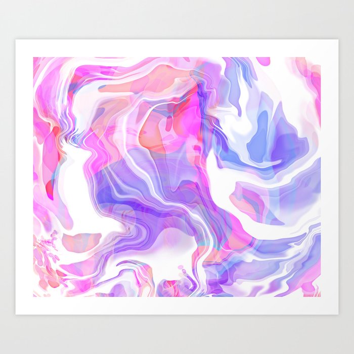 Fluid Art Abstract Purple Pink Art Print