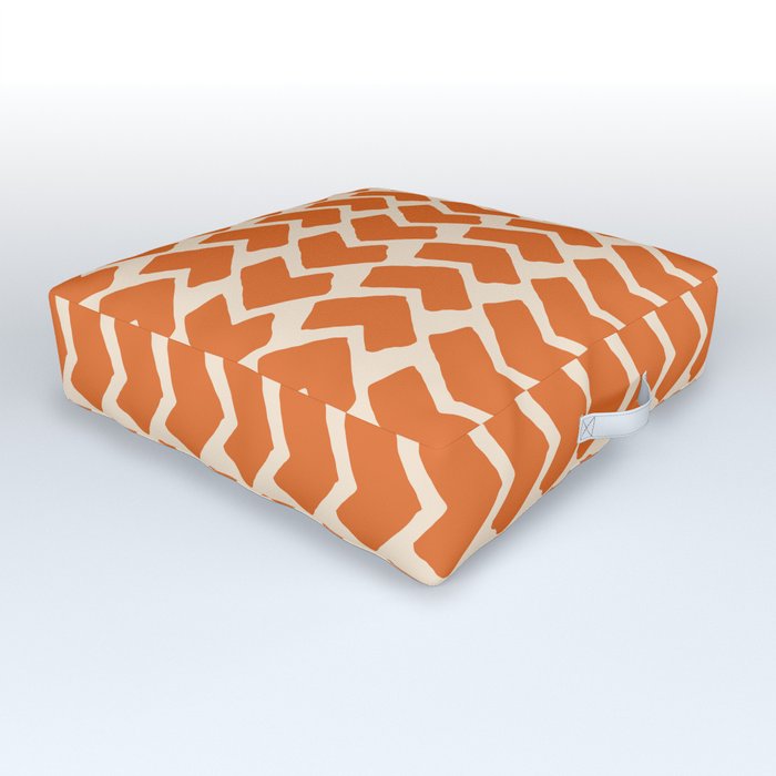Orange Geometric Pattern Retro Print Outdoor Floor Cushion