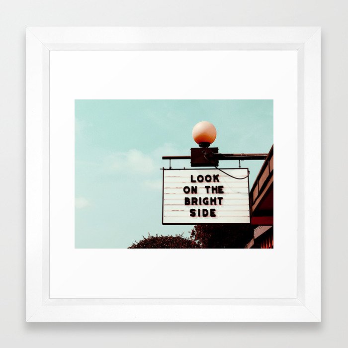 Look on The Bright Side Marquee Sign, Austin Motel, Austin, Texas Framed Art Print