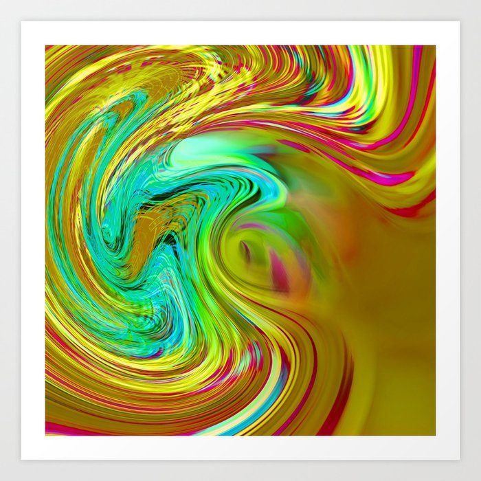 psychedelic graffiti painting abstract in yellow blue pink green Art Print