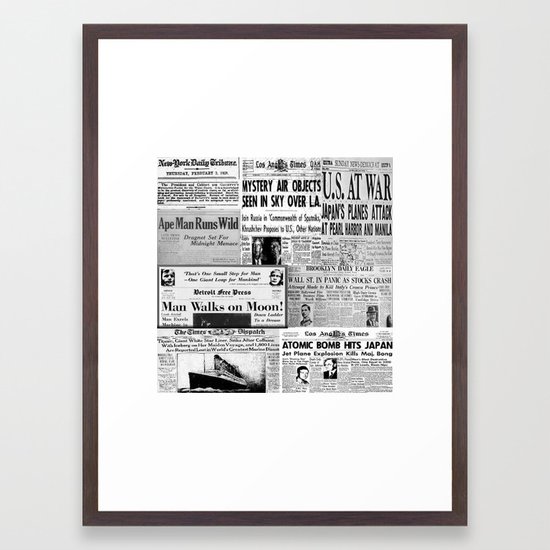 Vintage News Headlines Framed Art Print by artisticcreationsusa | Society6