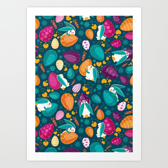 Busy Easter Bunnies Art Print