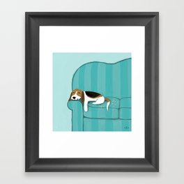 Happy Couch Beagle | Cute Sleeping Dog Framed Art Print