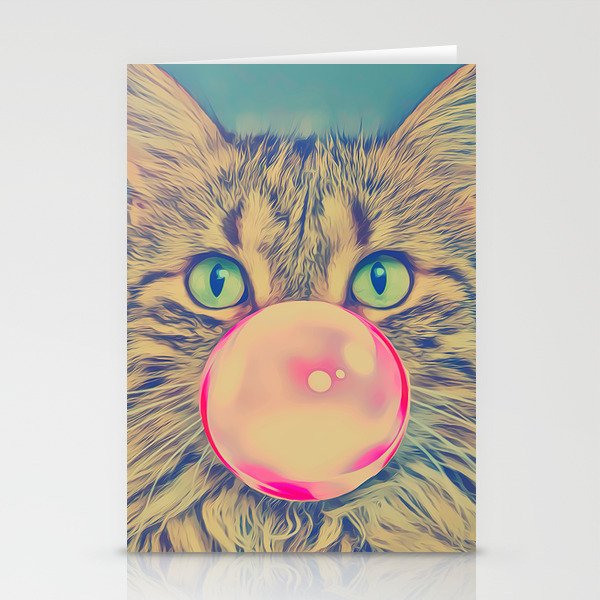 Cat Bubble pink, pastel, animal, love, kittens, cute Stationery Cards