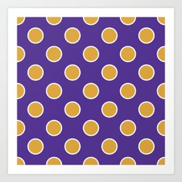 Geometric Orbital Candy Dot Circles - Golden Yellow & Purple Art Print