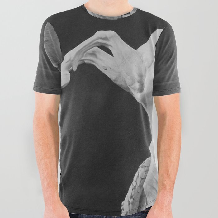 Mythical Pegasus and goddess Paris opera house decoratives winged horse black and white photograph - photography - photographs opera statues by Louis Emile Durandelle All Over Graphic Tee